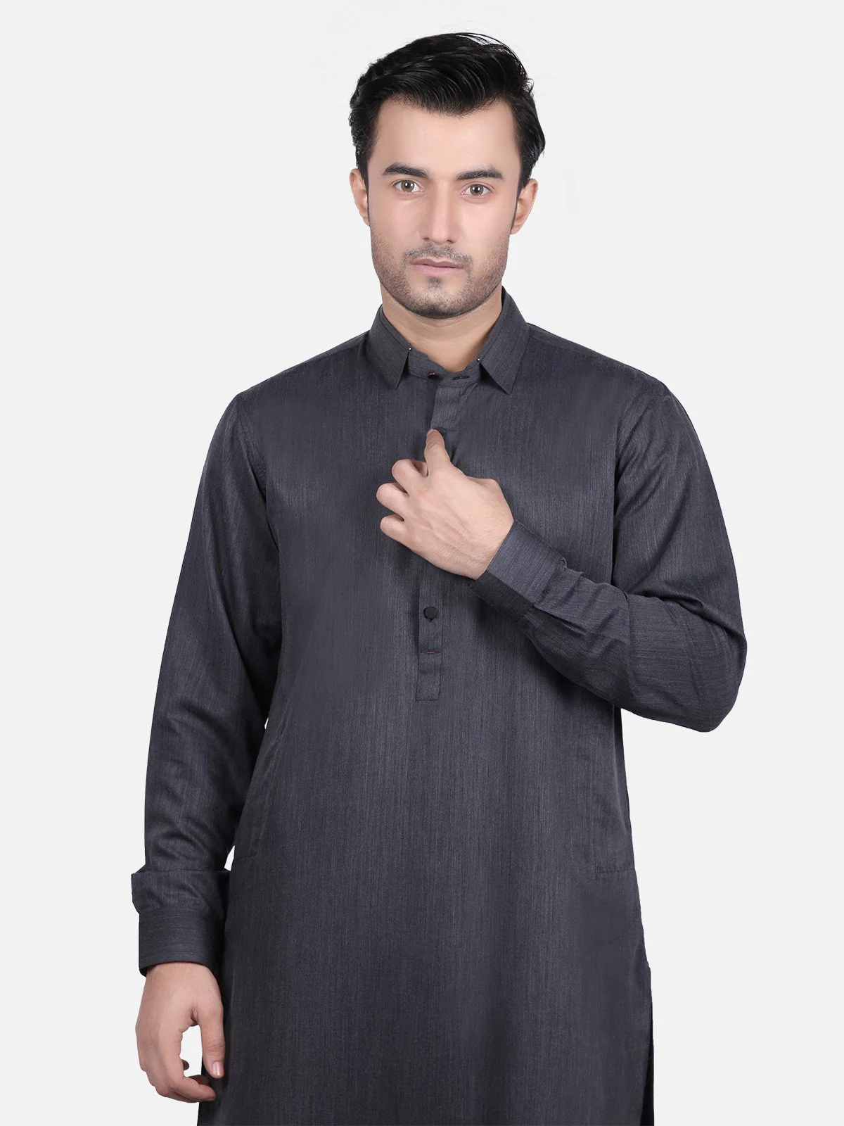 Men's Charcoal Shalwar Kameez - EMTKS18W-40669 - Image 2