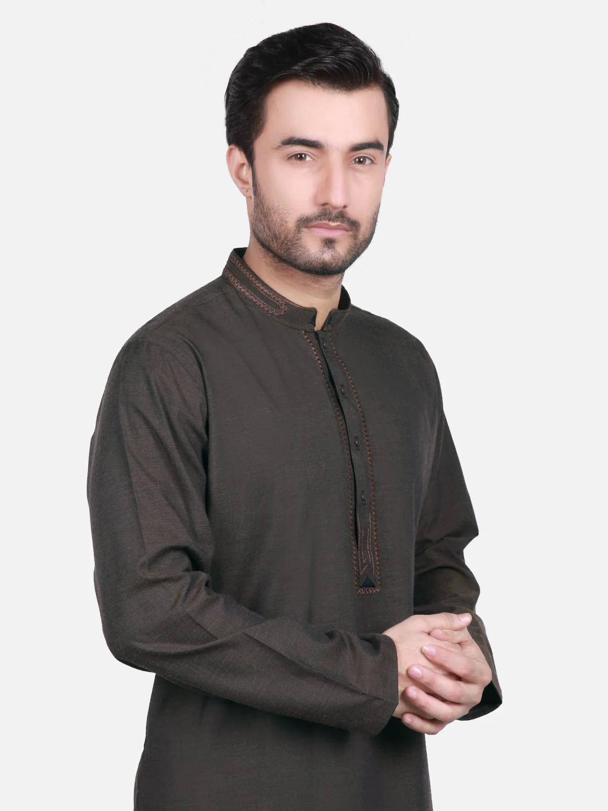 Men's Brown Shalwar Kameez - EMTKS18W-40688 - Image 2