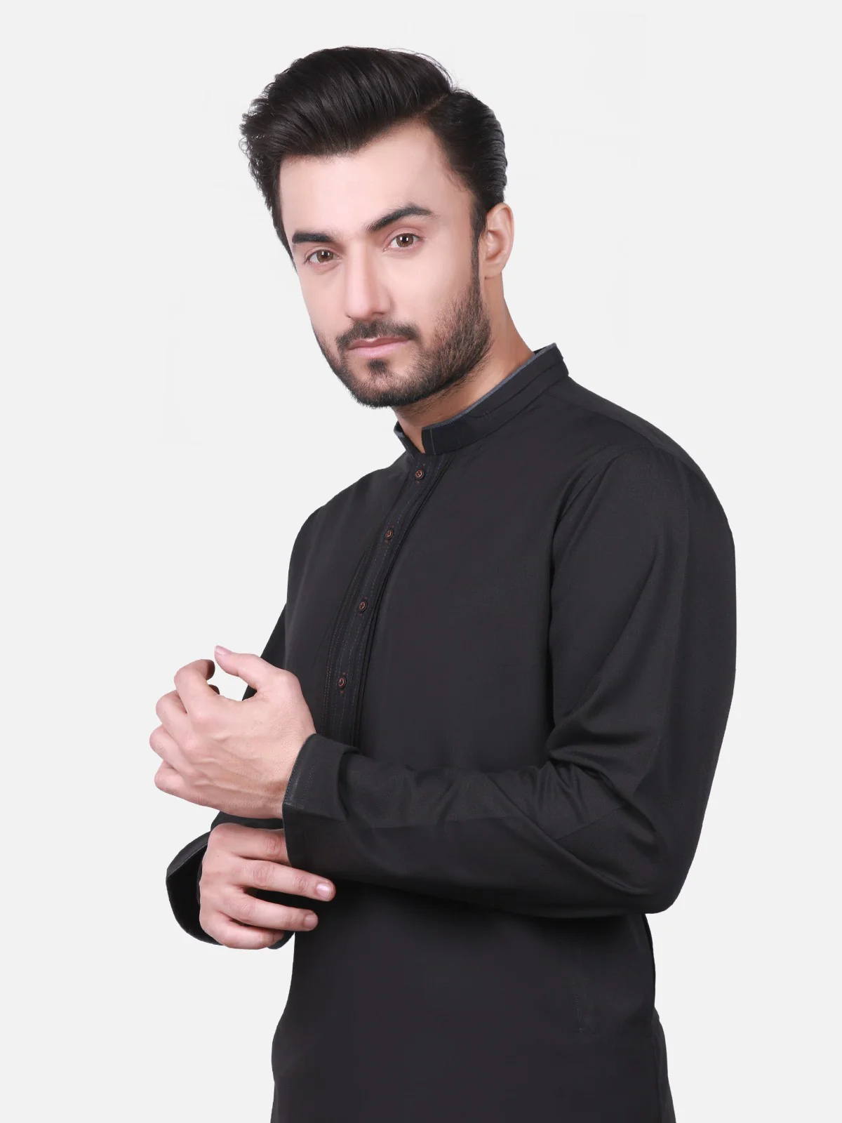 Men's Black Shalwar Kameez - EMTKS18W-40718 - Image 2