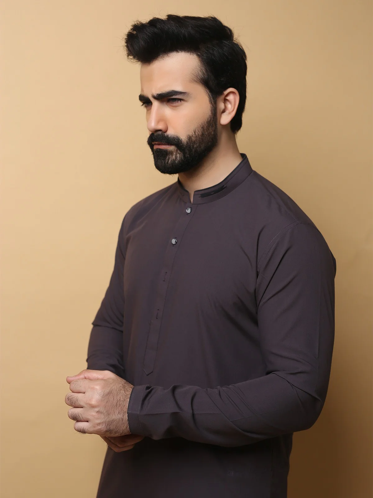 Men's Deep Purple Shalwar Kameez - EMTKS19-003 - Image 3