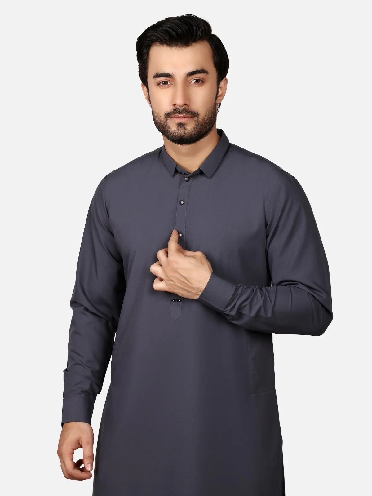 Men's Mid Night Grey Shalwar Kameez - EMTKS19-006 - Image 2