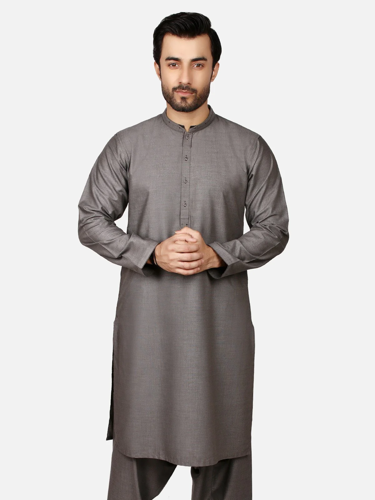 Men's Grey Shalwar Kameez - EMTKS19-008 - Image 2