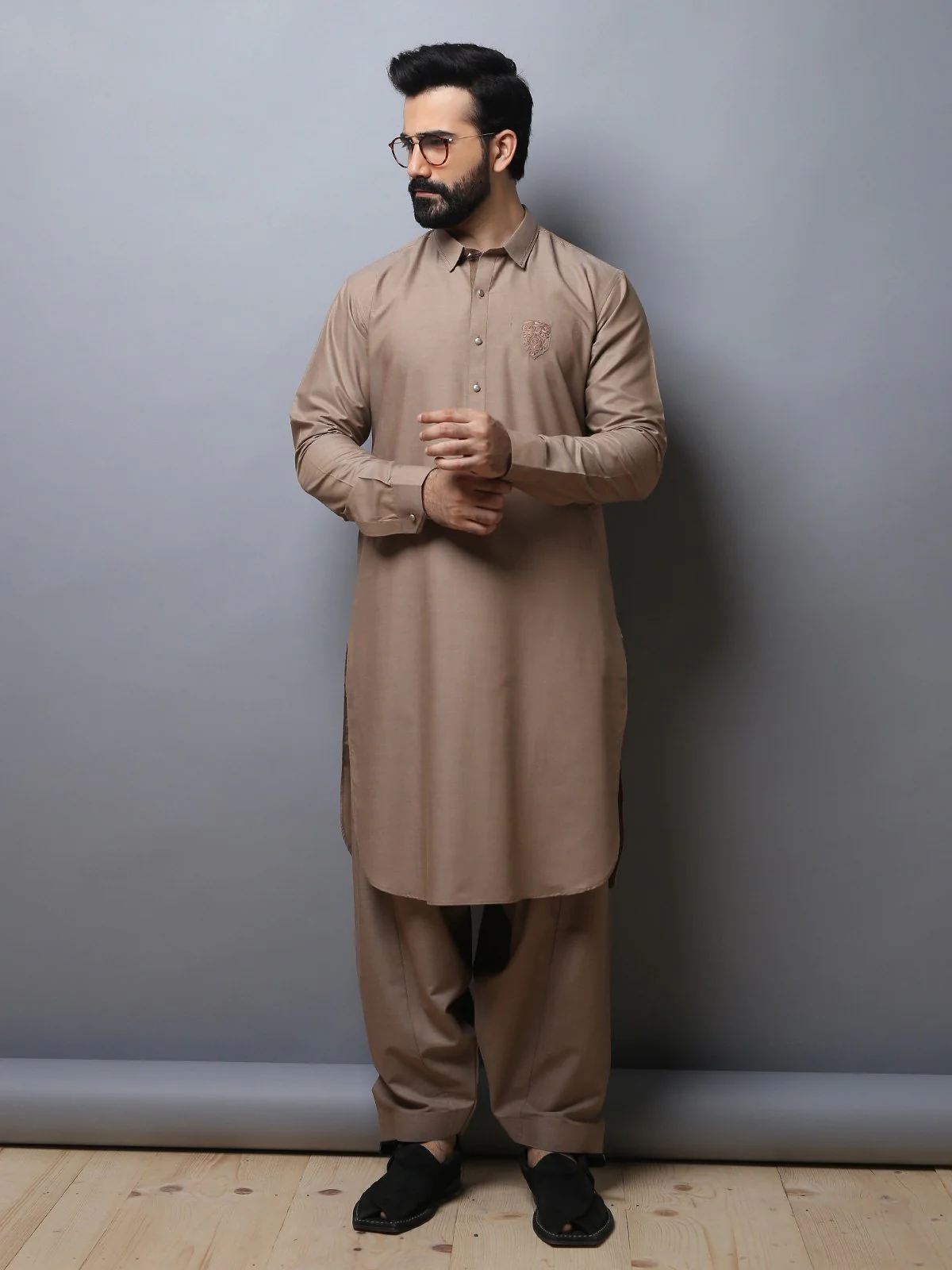 Men's Light Coffee Shalwar Kameez - EMTKS19-010