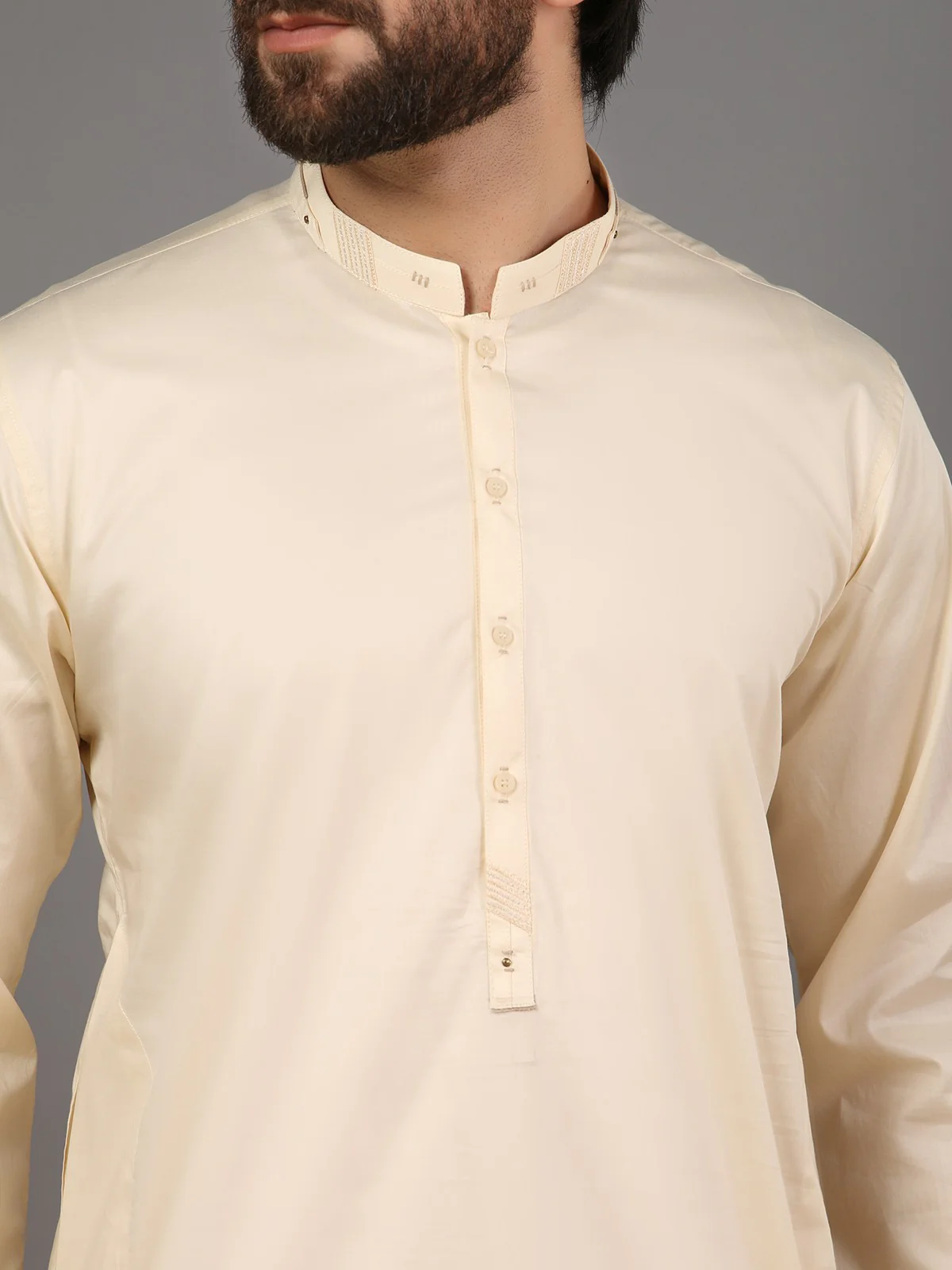 Men's Cream Shalwar Kameez - EMTKS19-019 - Image 4