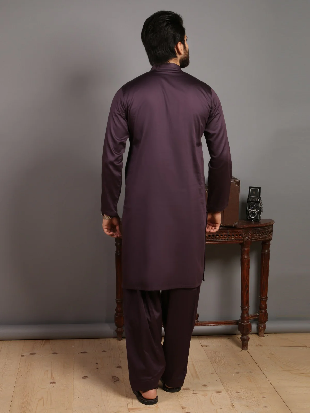 Men's Purple Shalwar Kameez - EMTKS19-020 - Image 5