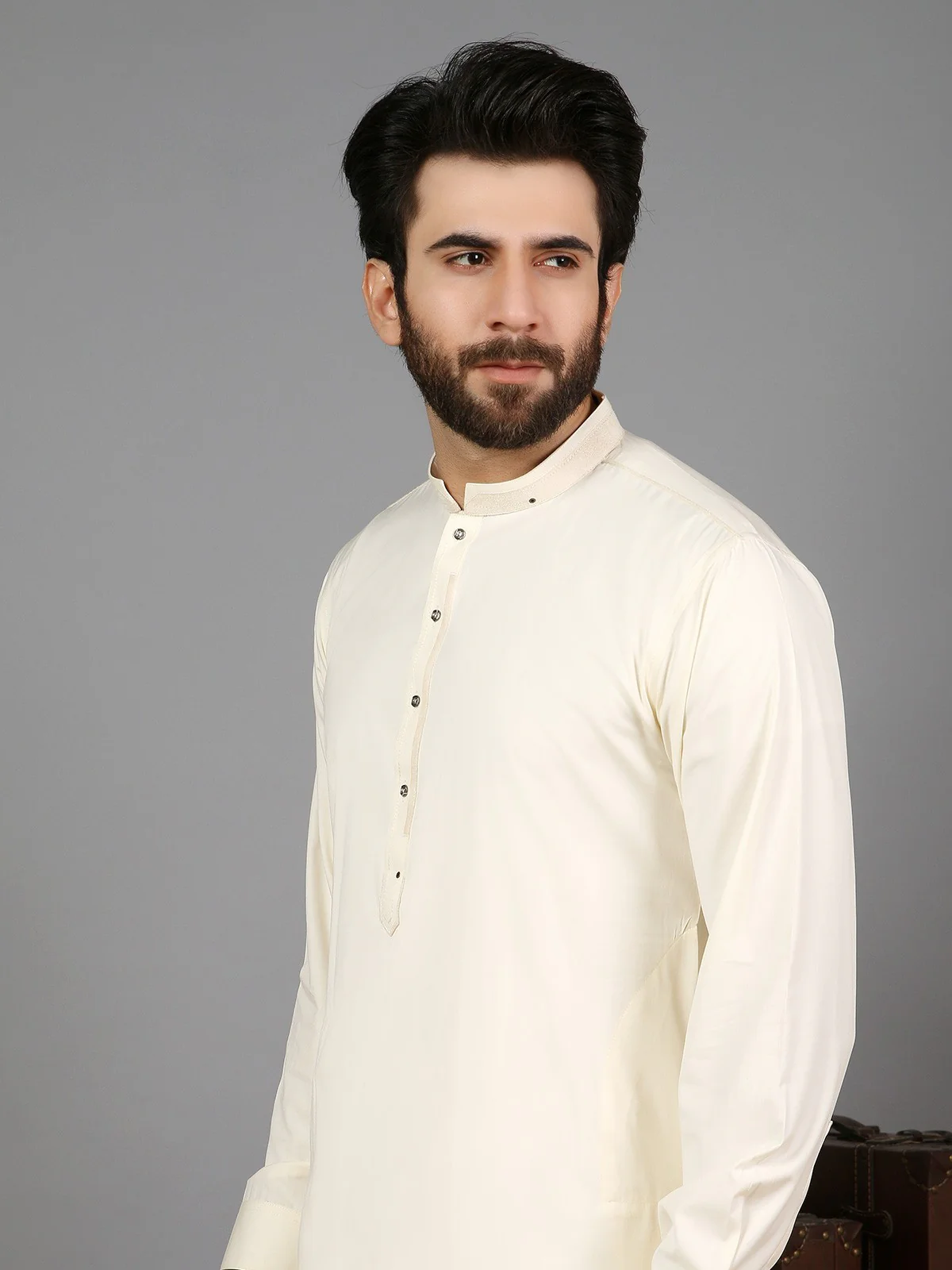 Men's Cream Shalwar Kameez - EMTKS19-021 - Image 4