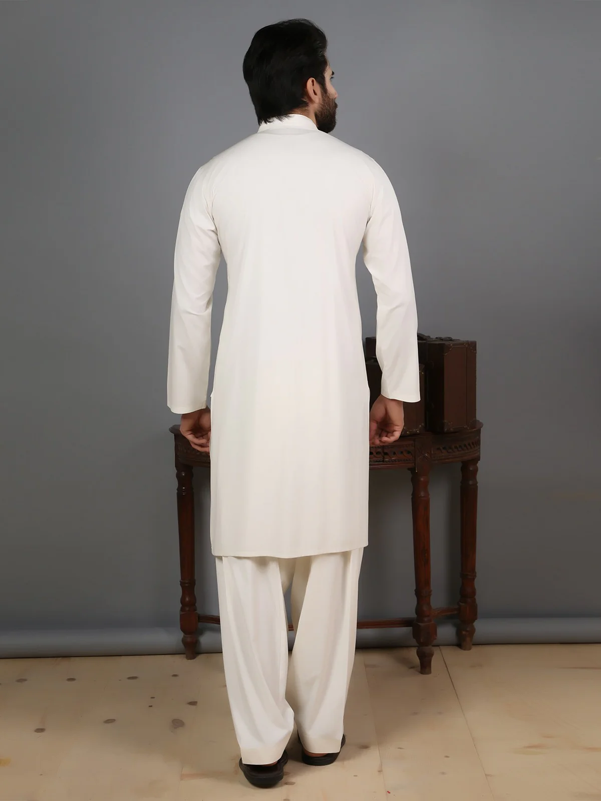 Men's Cream Shalwar Kameez - EMTKS19-022 - Image 3