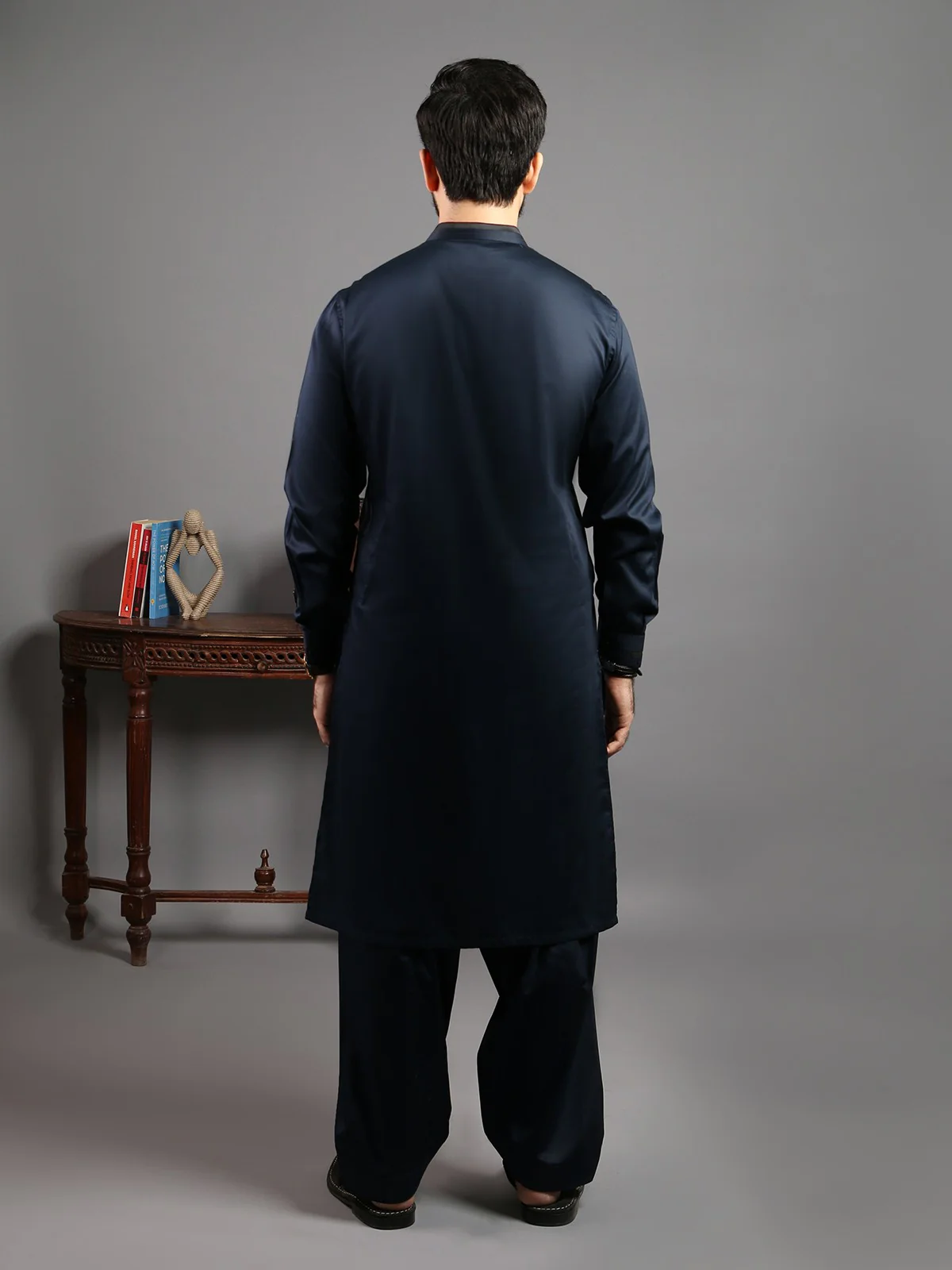 Men's Navy Shalwar Kameez - EMTKS19-024 - Image 3