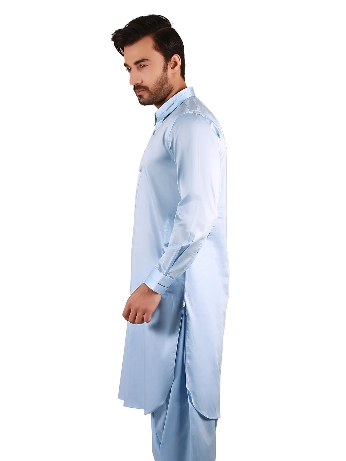 Men's Sky Blue Shalwar Kameez - EMTKS19-035 - Image 2