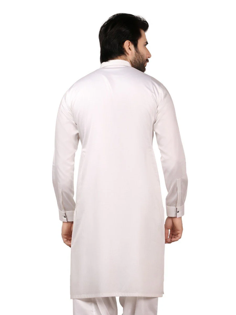 Men's Off White Shalwar Kameez - EMTKS19-036 - Image 3