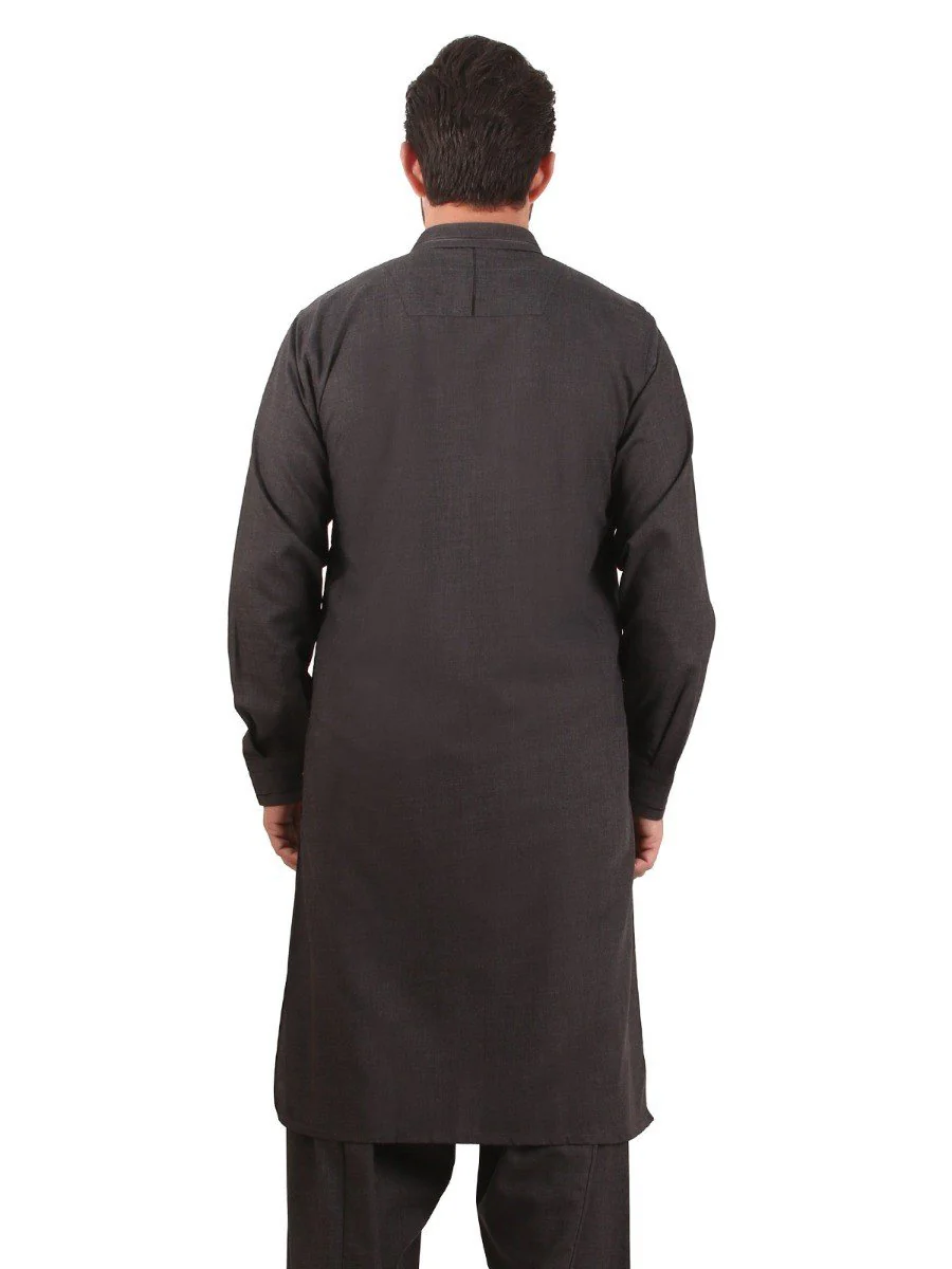 Men's Charcoal Shalwar Kameez - EMTKS19-038 - Image 2