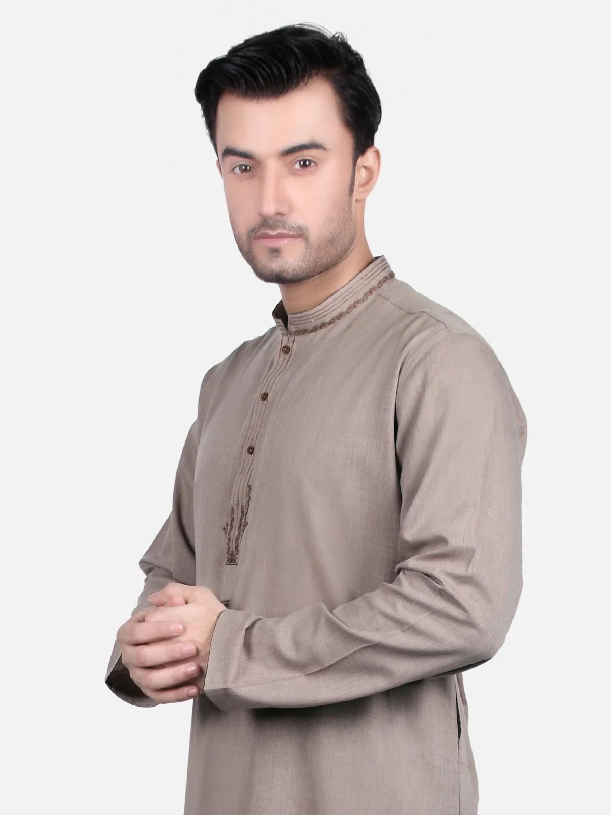 Men's Light Brown Shalwar Kameez - EMTKS19S-40668 - Image 2