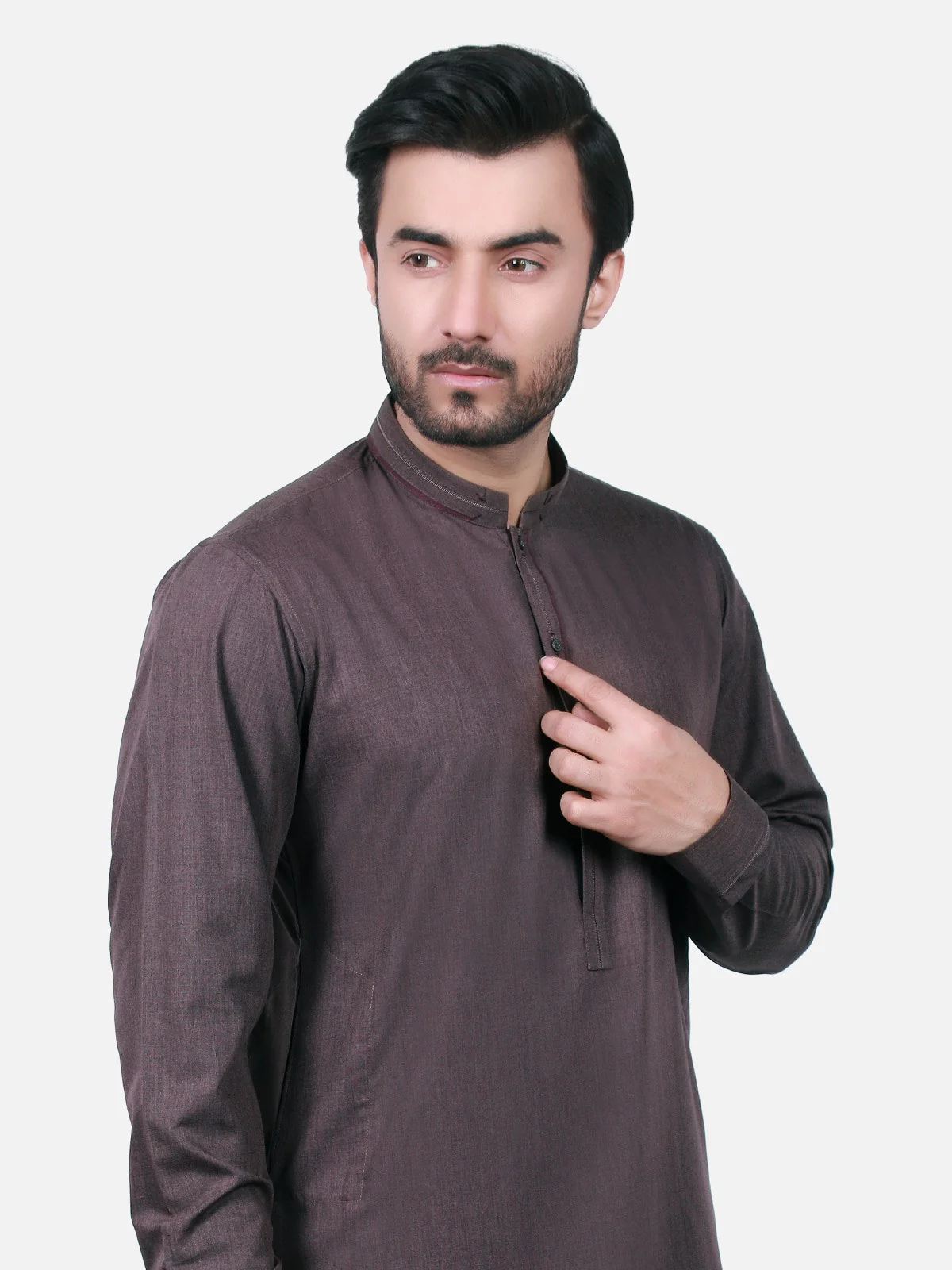 Men's Deep Burgundy Shalwar Kameez - EMTKS19S-40685 - Image 2