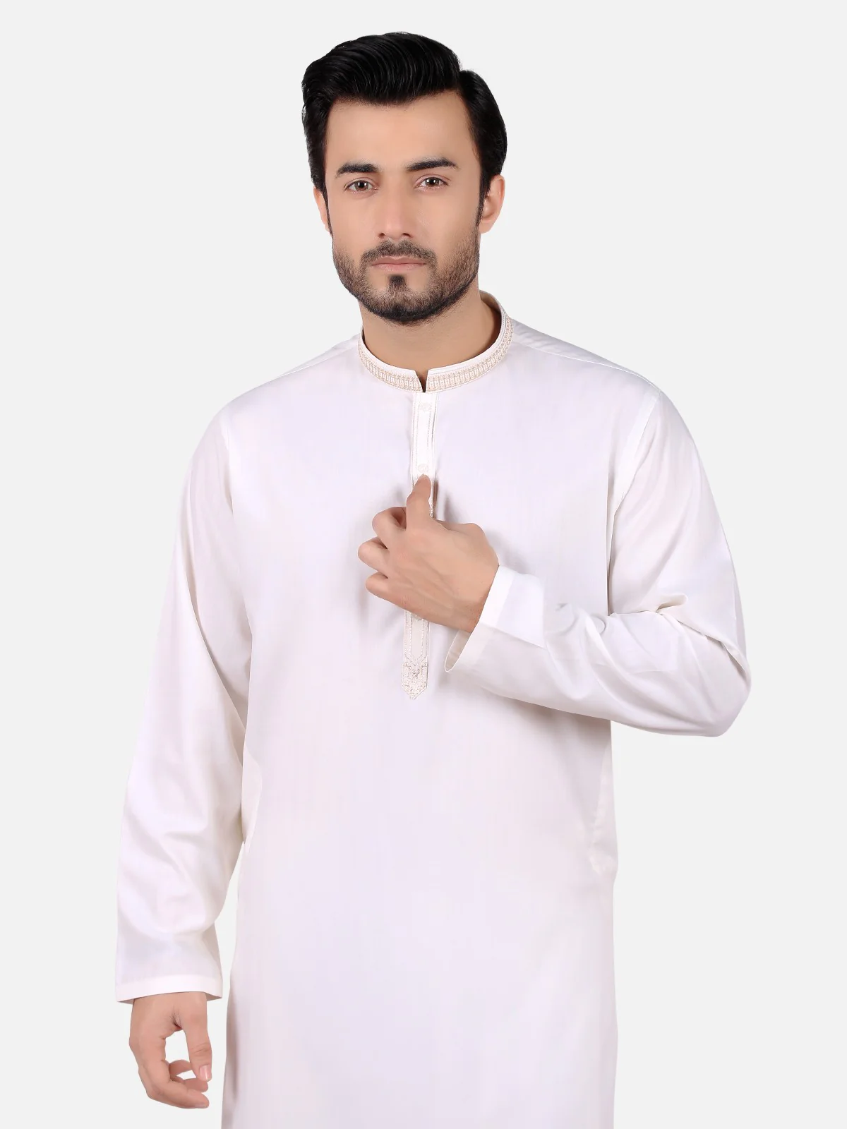 Men's Cream Shalwar Kameez - EMTKS19S-40686 - Image 2