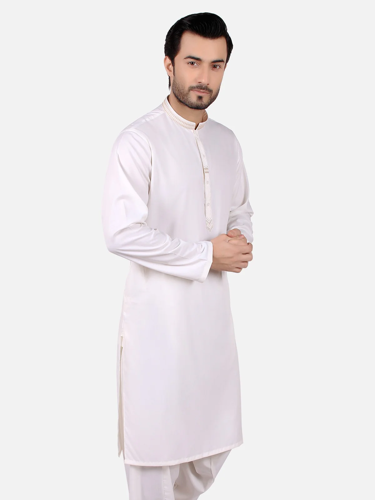 Men's Cream Shalwar Kameez - EMTKS19S-40686 - Image 3