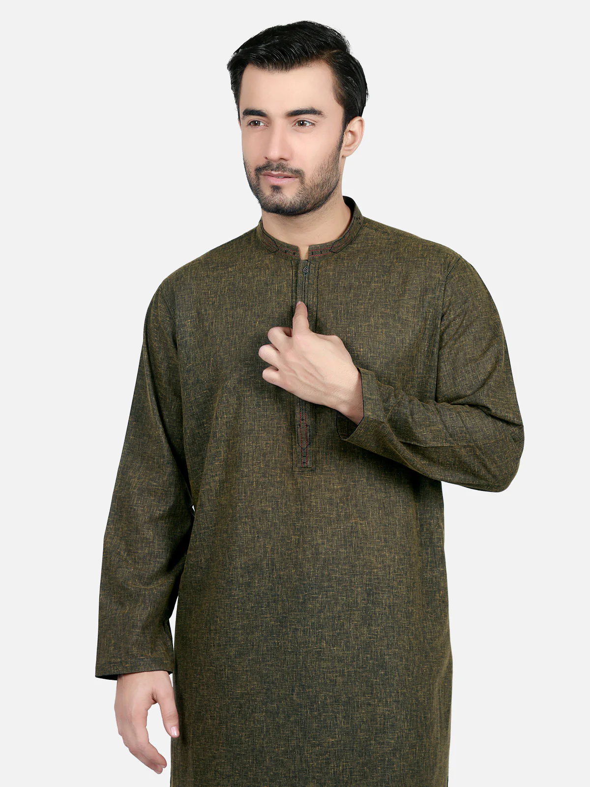 Men's Green Shalwar Kameez - EMTKS19S-40696 - Image 2