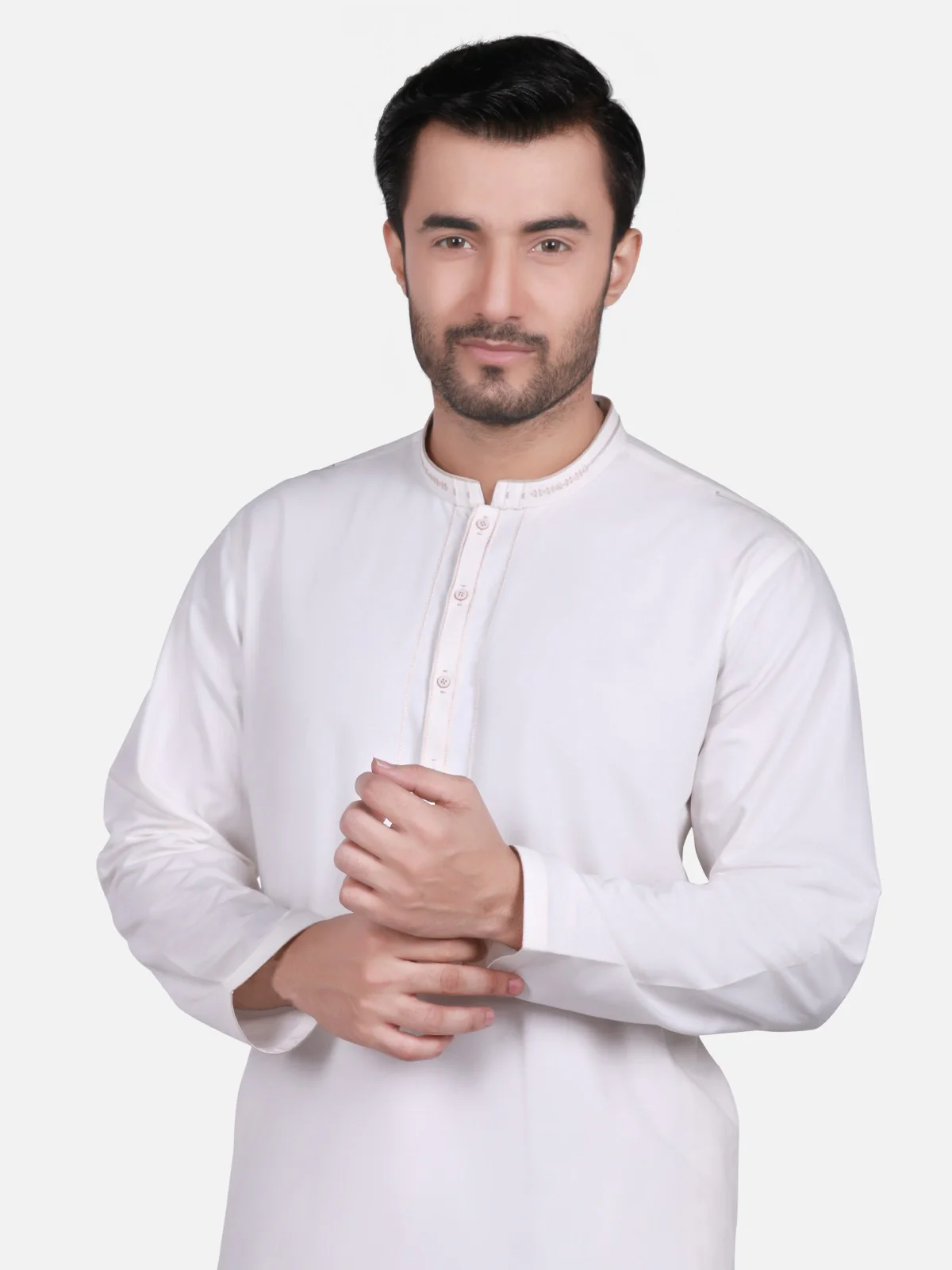 Men's Off White Shalwar Kameez - EMTKS19S-40697 - Image 2