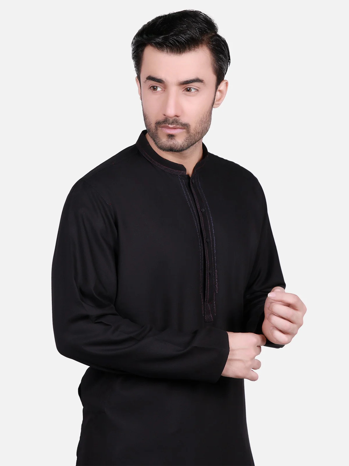 Men's Black Shalwar Kameez - EMTKS19S-40698 - Image 2