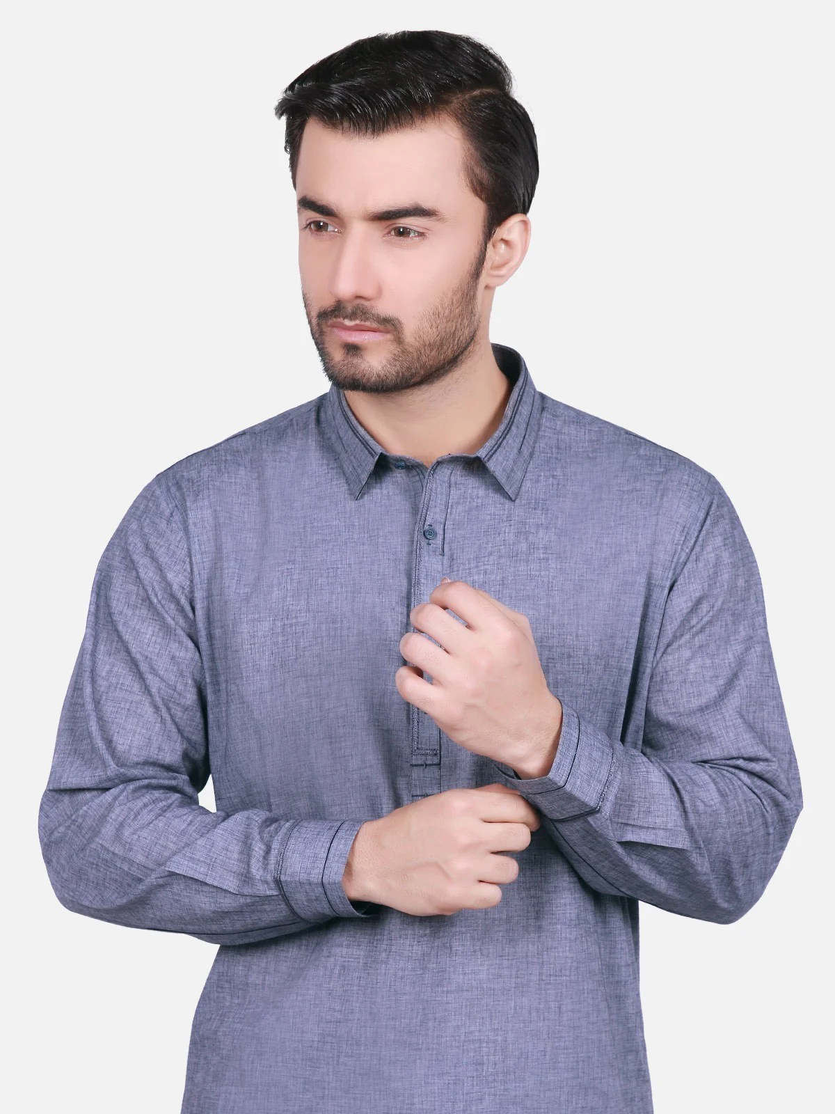 Men's Grey Shalwar Kameez - EMTKS19S-40699 - Image 2