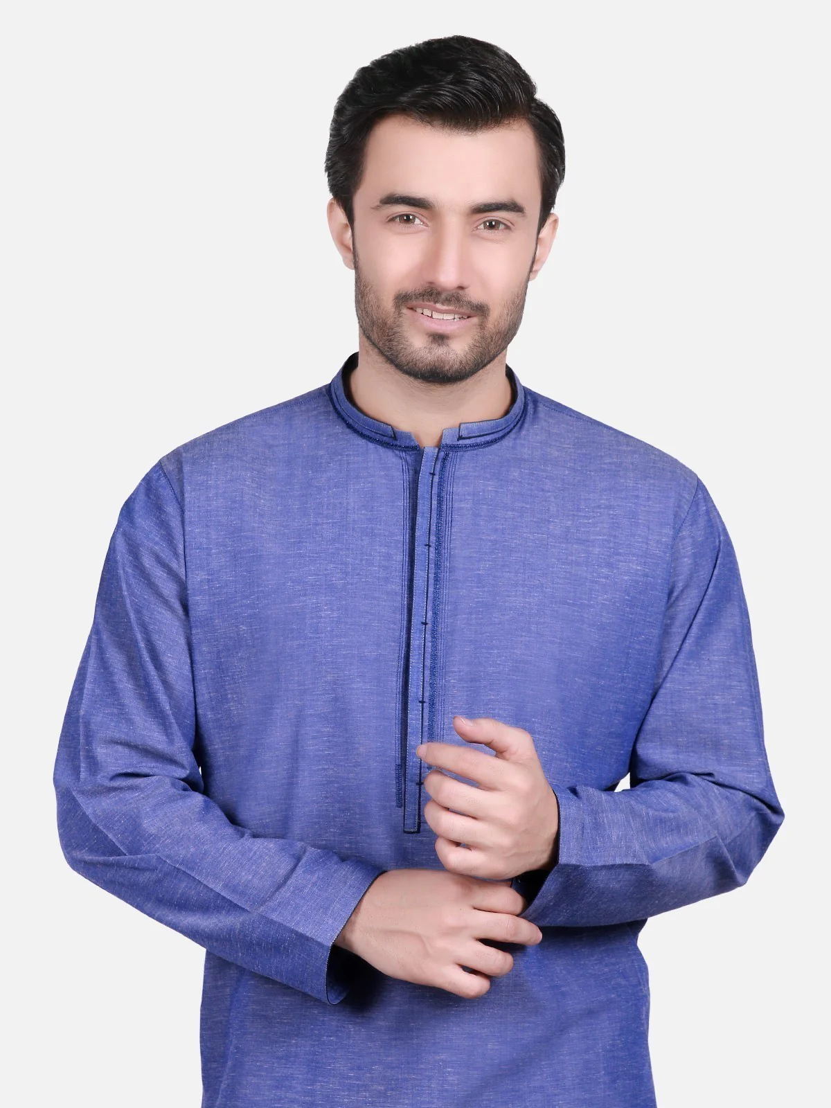 Men's Blue Shalwar Kameez - EMTKS19S-40701 - Image 2