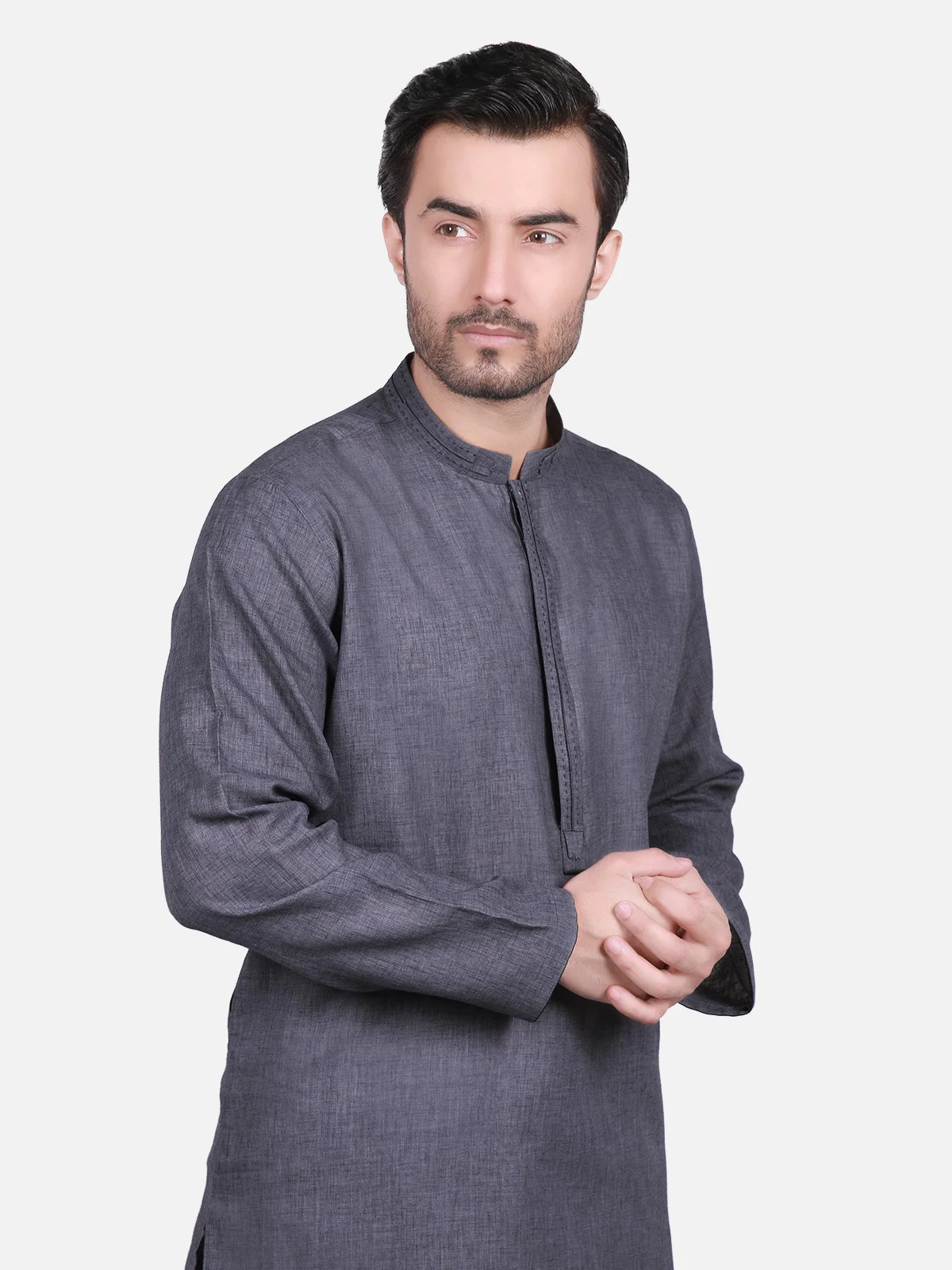 Men's Grey Shalwar Kameez - EMTKS19S-40702 - Image 2