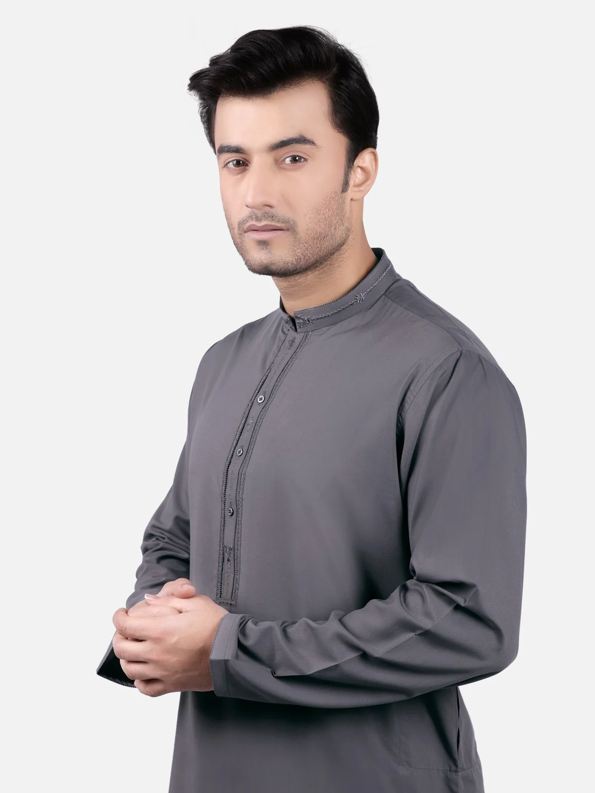 Men's Dark Grey Shalwar Kameez - EMTKS19S-40703 - Image 2