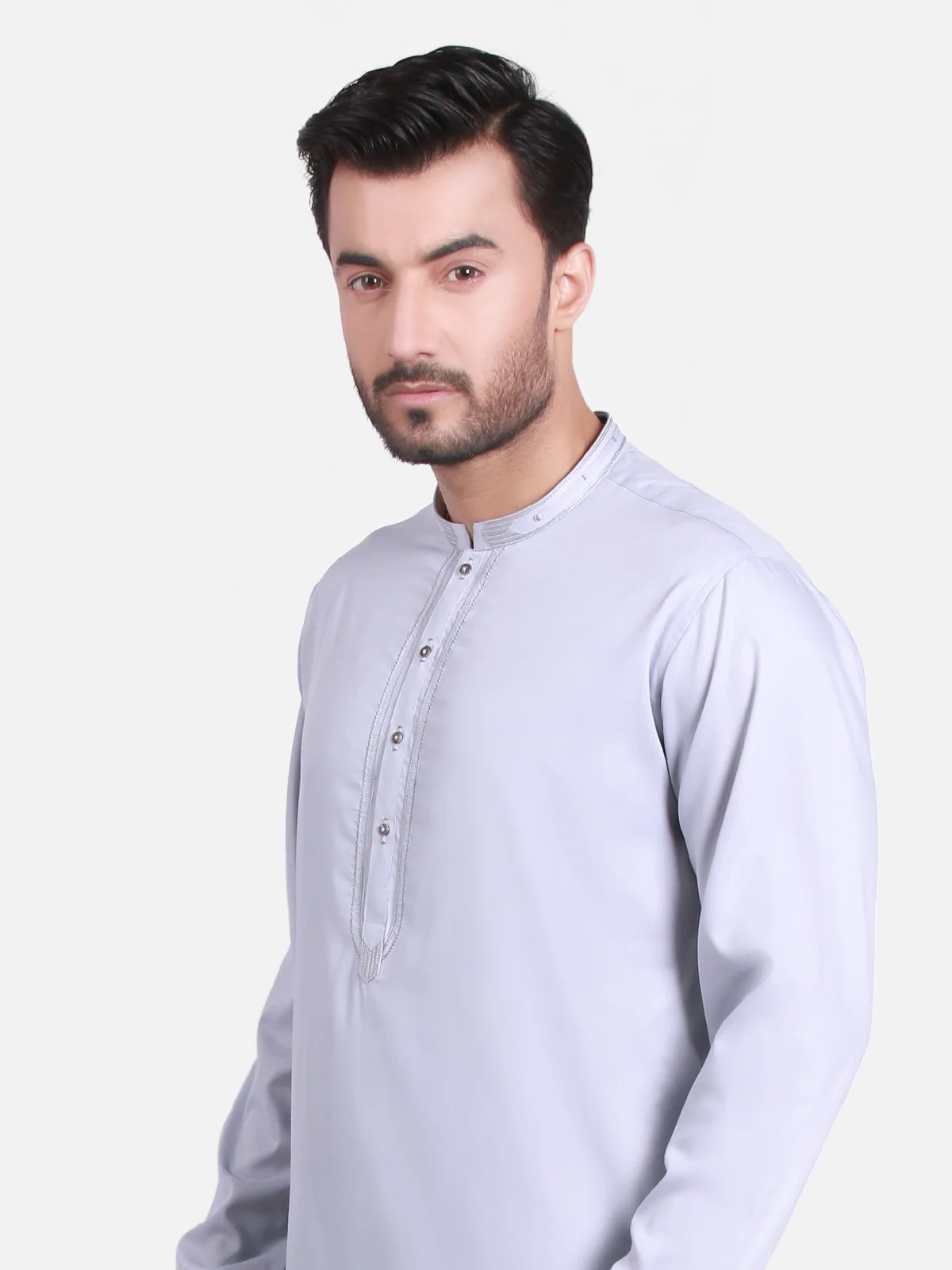 Men's Ash Grey Shalwar Kameez - EMTKS19S-40705 - Image 2