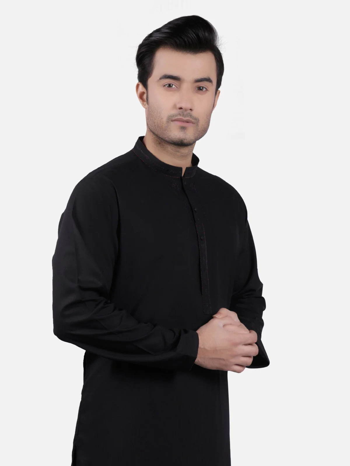 Men's Black Shalwar Kameez - EMTKS19S-40713 - Image 2