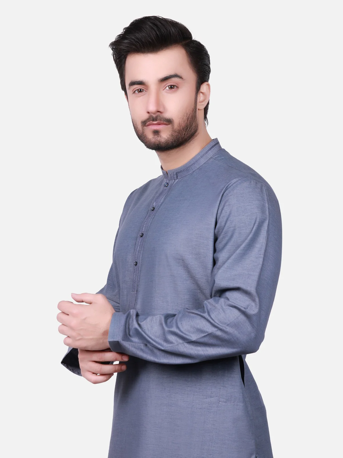 Men's Bluish Grey Shalwar Kameez - EMTKS19S-40716 - Image 2