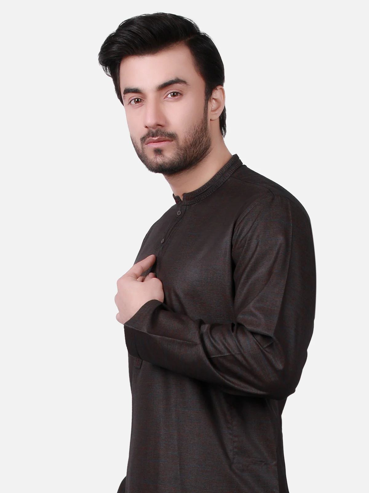 Men's Dark Brown Shalwar Kameez - EMTKS19S-40719 - Image 2
