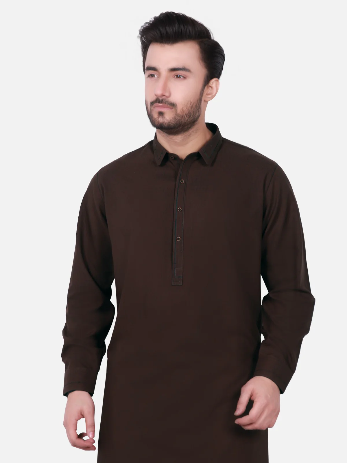 Men's Brown Shalwar Kameez - EMTKS19S-40721 - Image 2