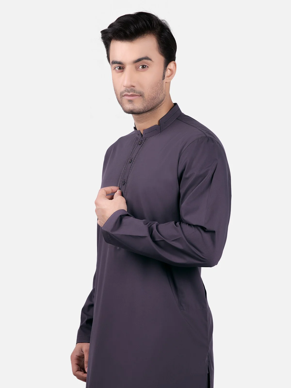 Men's Deep Purple Shalwar Kameez - EMTKS19S-40727 - Image 2