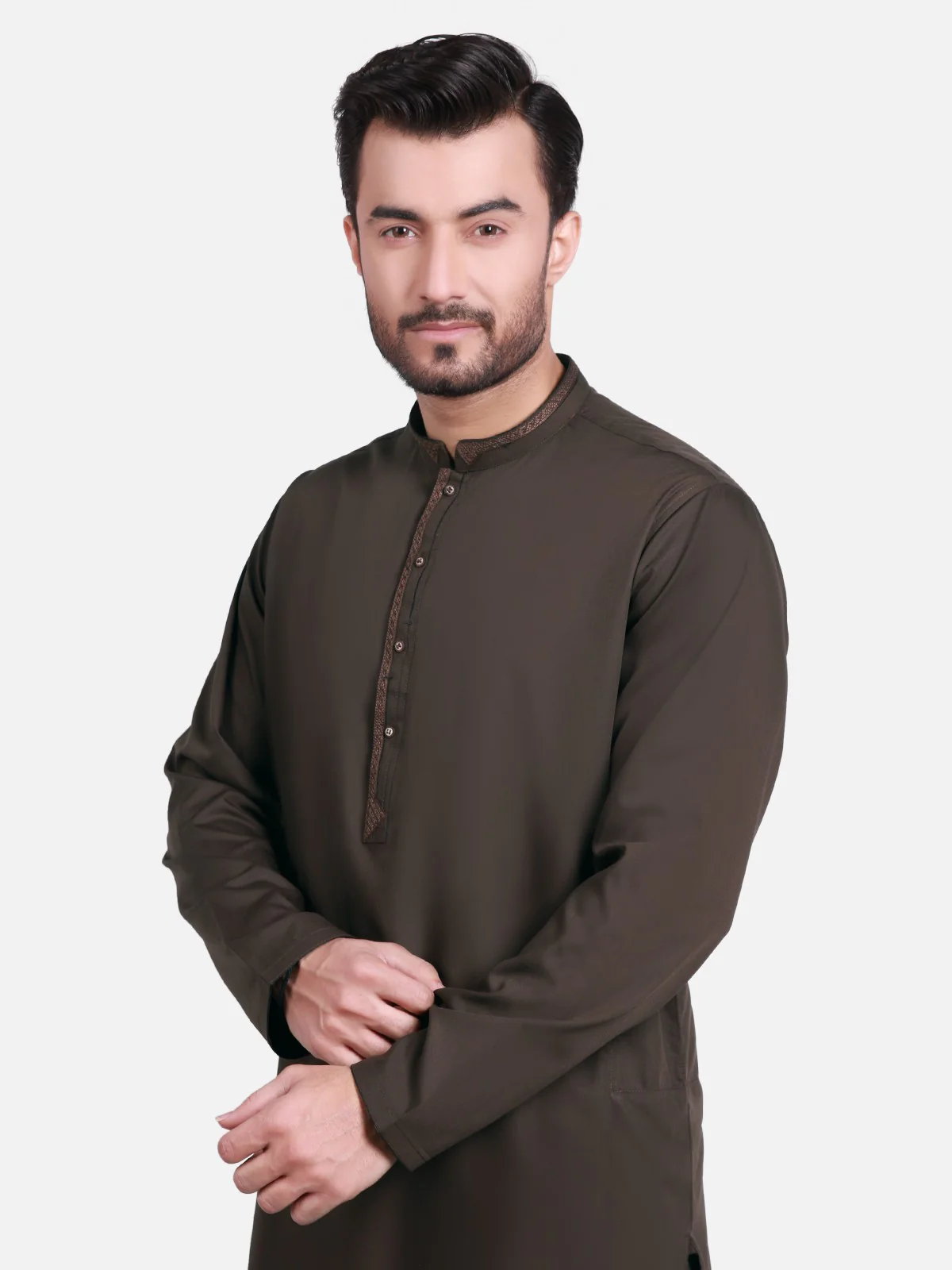 Men's Dark Chocolate Shalwar Kameez - EMTKS19S-40729 - Image 2
