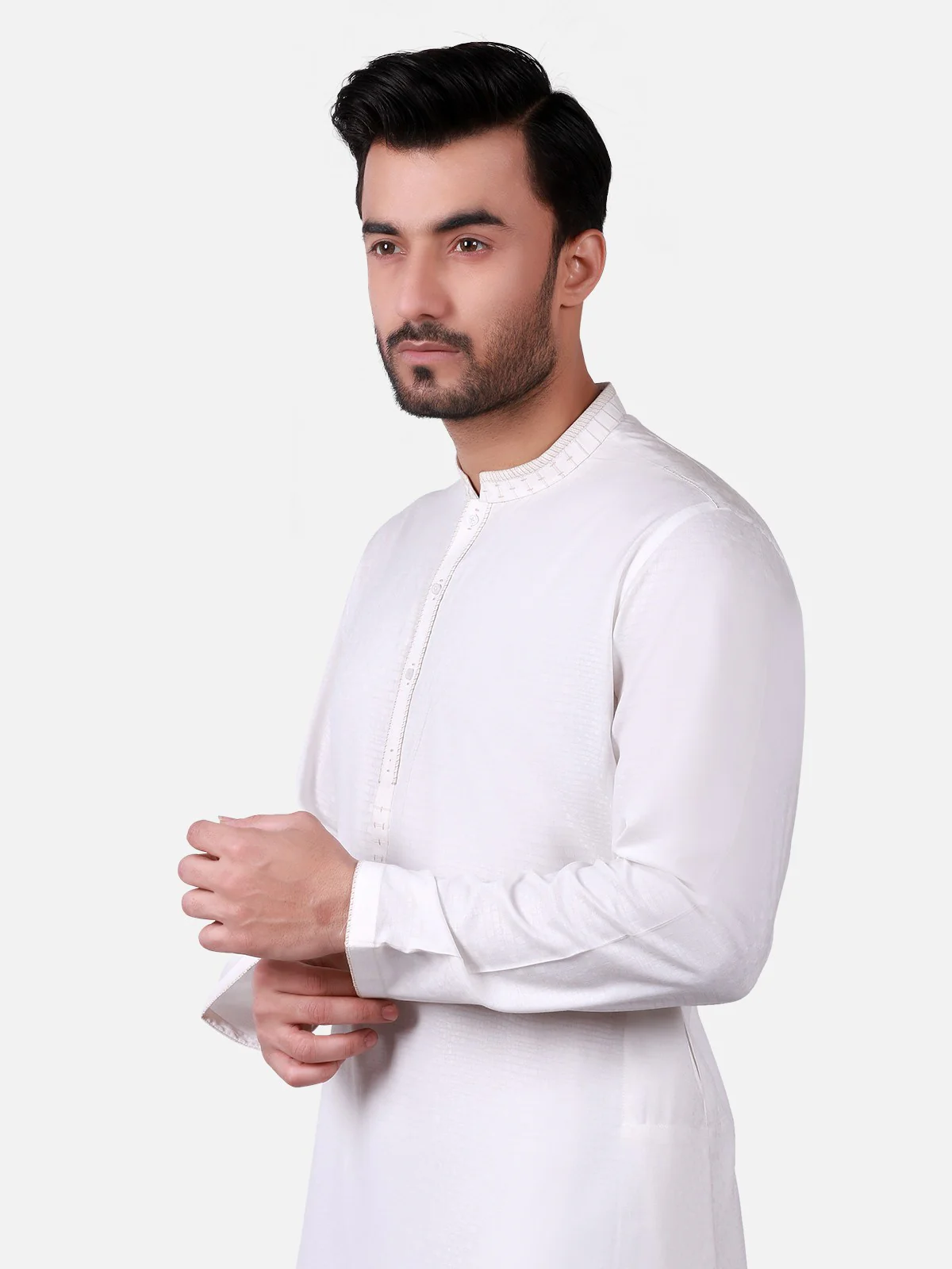 Men's Off White Shalwar Kameez - EMTKS19S-40736 - Image 2