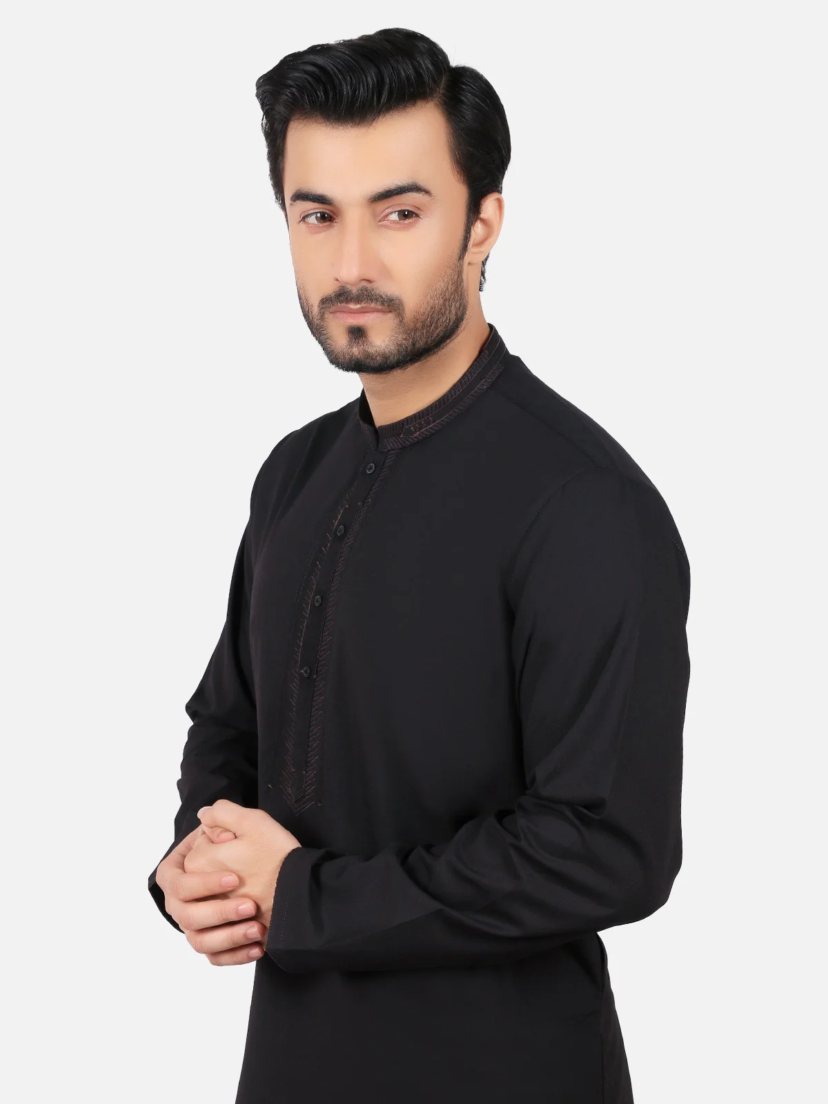 Men's Black Shalwar Kameez - EMTKS19S-40739 - Image 2