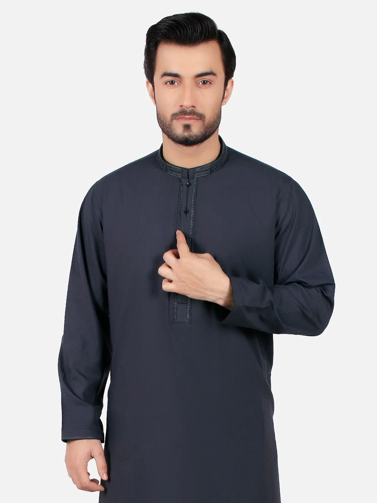 Men's Charcoal Shalwar Kameez - EMTKS19S-40744 - Image 2