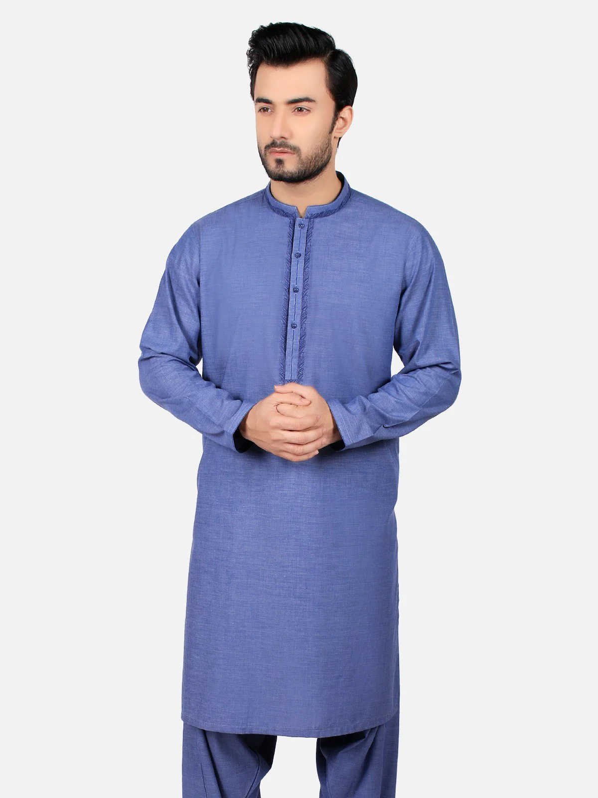 Men's Blue Shalwar Kameez - EMTKS19S-40745 - Image 2