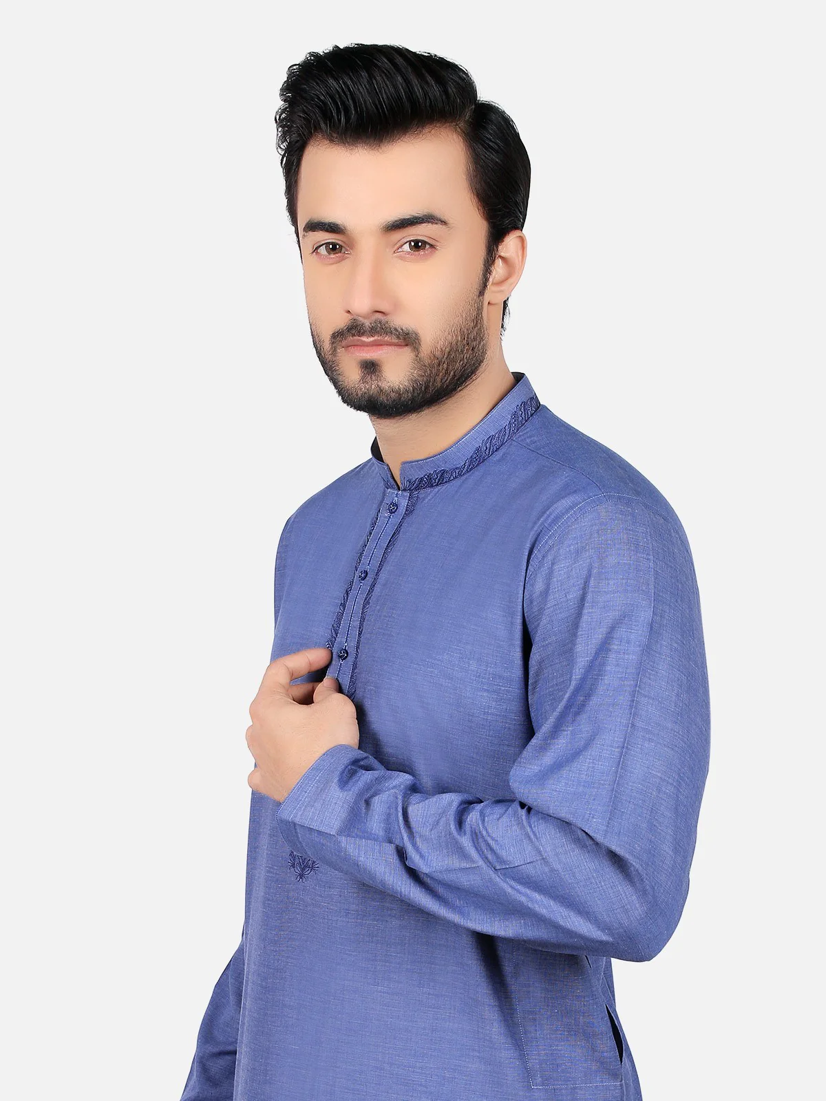 Men's Blue Shalwar Kameez - EMTKS19S-40745 - Image 3