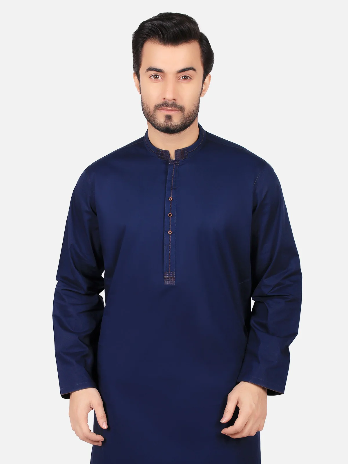 Men's Navy Blue Shalwar Kameez - EMTKS19S-40749 - Image 2