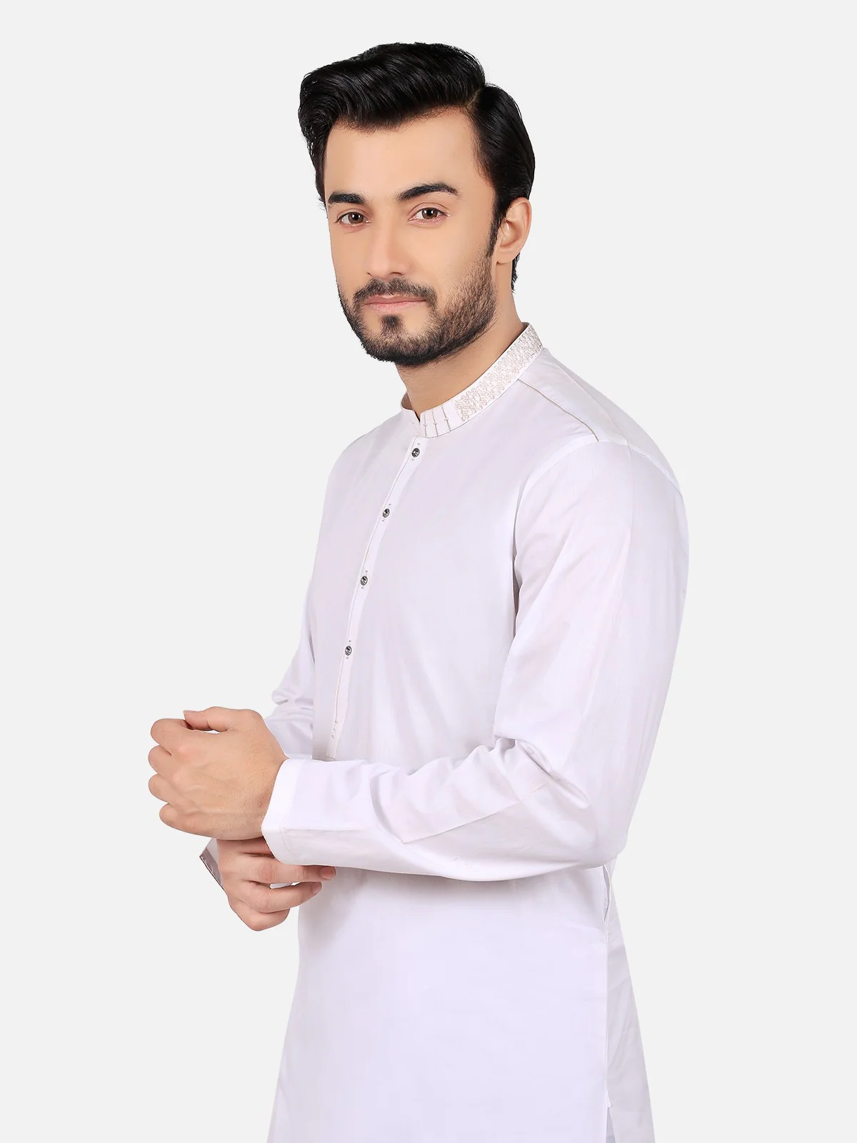 Men's White Shalwar Kameez - EMTKS19S-40750 - Image 2