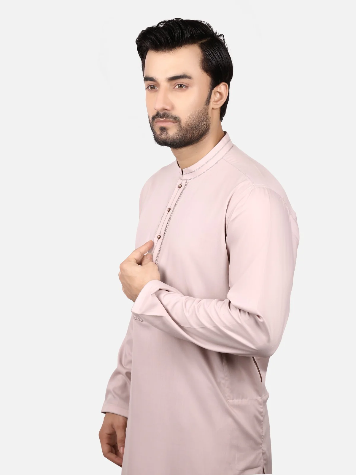 Men's Dull Pink Shalwar Kameez - EMTKS19S-40762 - Image 2