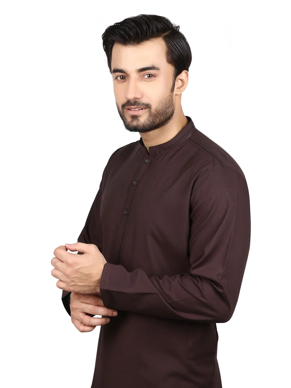Men's Dark Brown Shalwar Kameez - EMTKS19S-40763 - Image 2