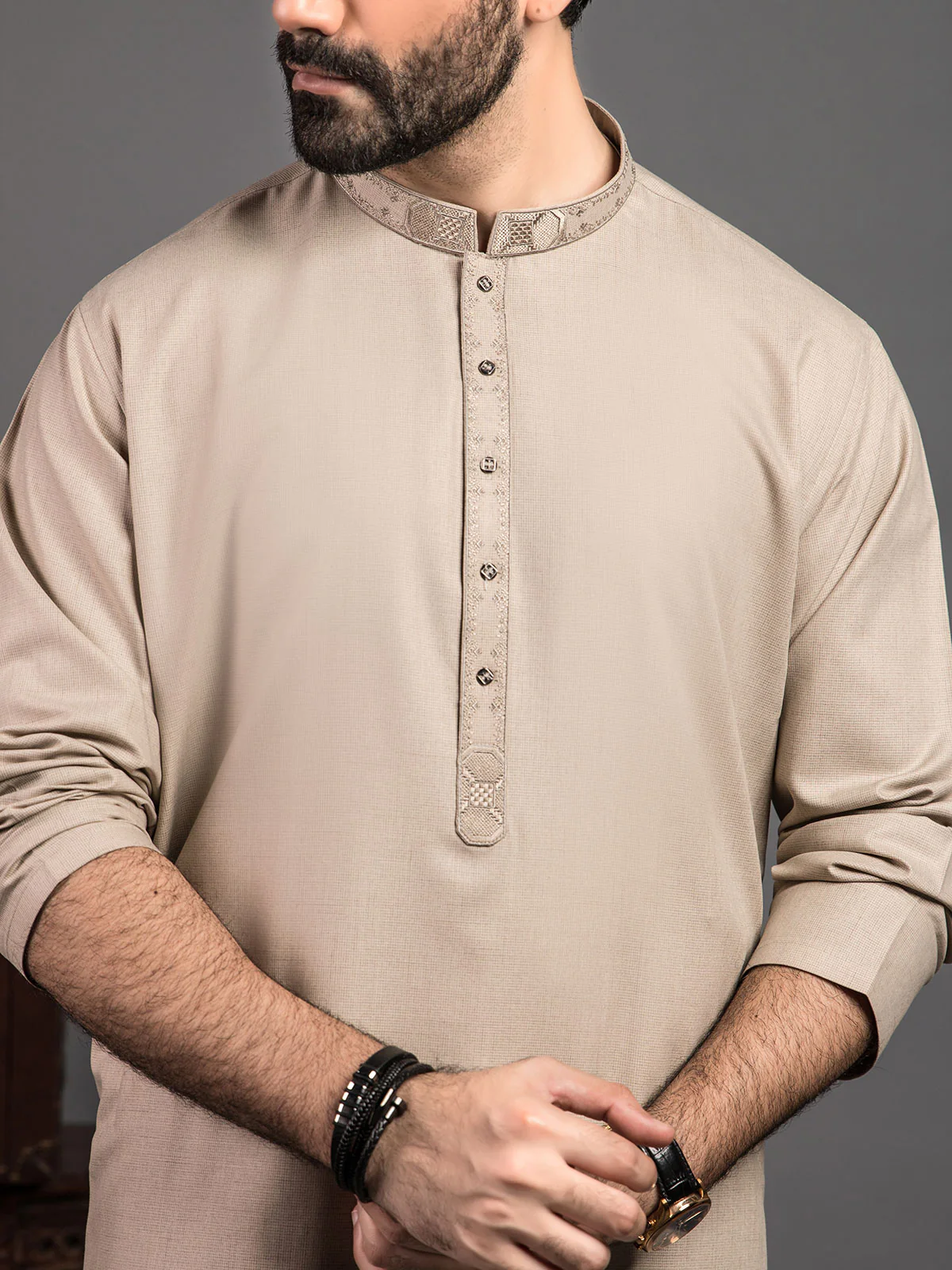 Men's Light Sage Shalwar Kameez - EMTKS19S-40774 - Image 2
