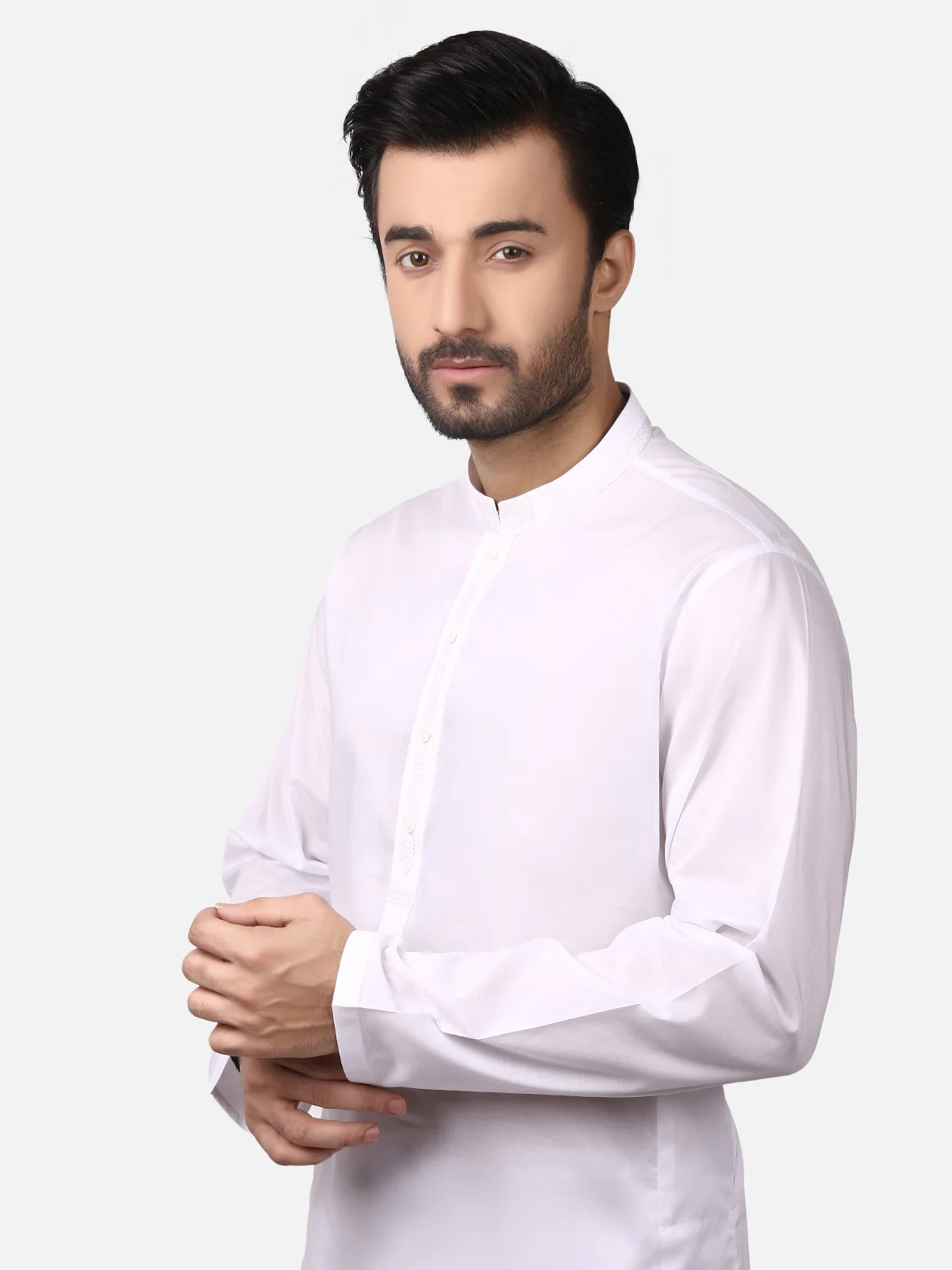 Men's White Shalwar Kameez - EMTKS19S-40775 - Image 2