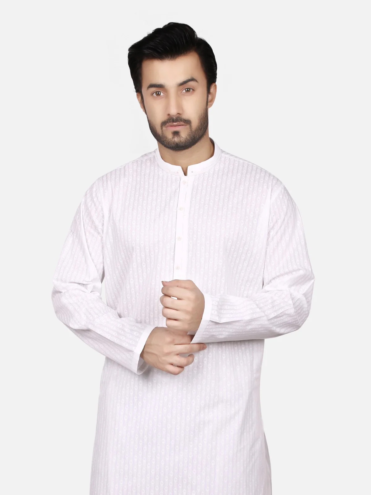 Men's Off White Shalwar Kameez - EMTKS19S-40778 - Image 2
