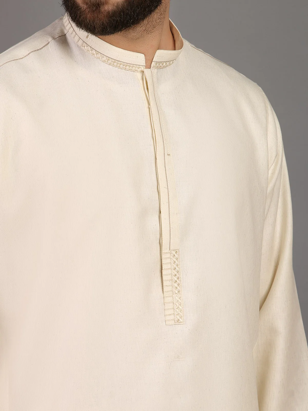 Men's Cream Shalwar Kameez - EMTKS19S-40779 - Image 4
