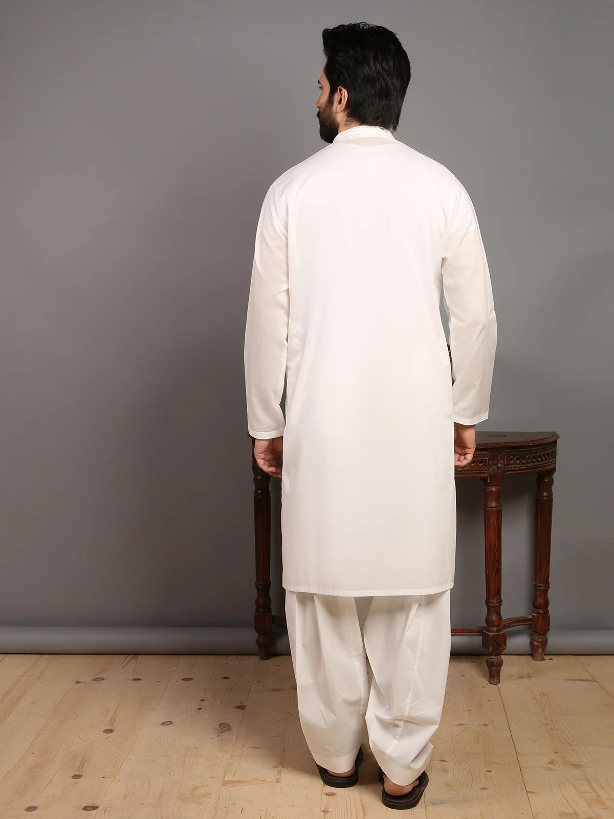 Men's Cream Shalwar Kameez - EMTKS19S-40781 - Image 4