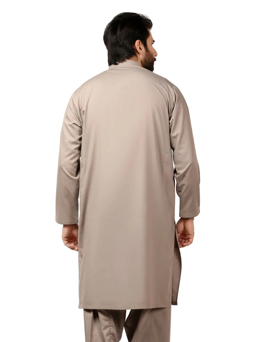 Men's Grey Shalwar Kameez - EMTKS19S-40785 - Image 3