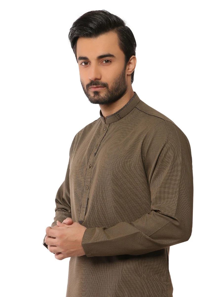 Men's Mehndi Shalwar Kameez - EMTKS19S-40792 - Image 2