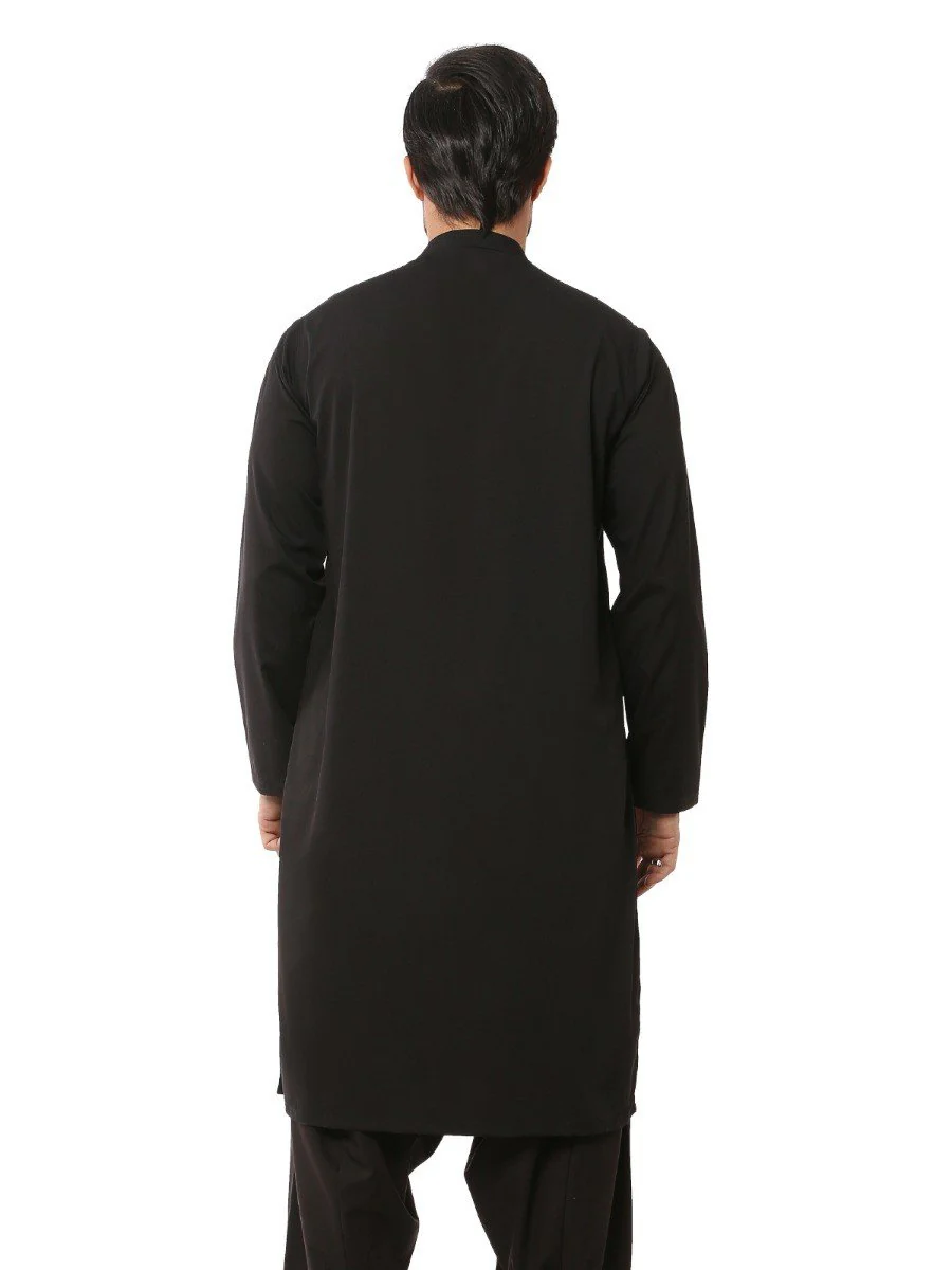 Men's Black Shalwar Kameez - EMTKS19S-40795 - Image 3